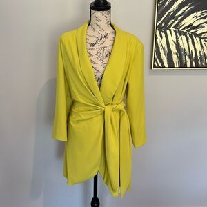 Neon tie front blazer dress